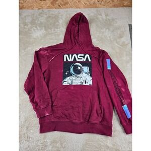 Hyper Space NASA Astronaut Graphic Hoodie Maroon Mens Size M